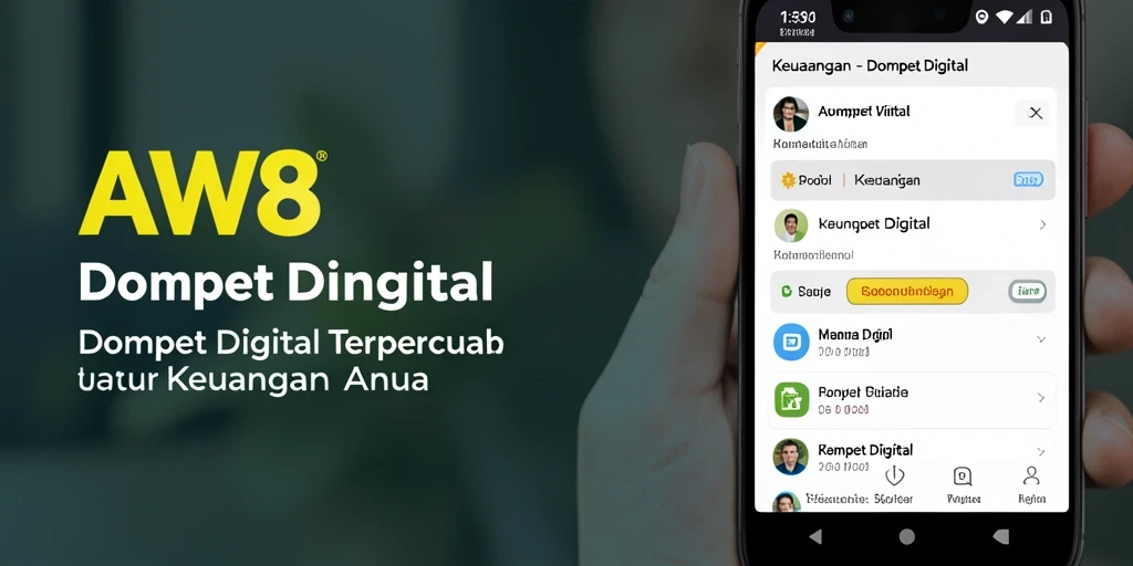 Tampilan antarmuka aplikasi Dompet Digital AW8 yang modern dan fungsional.