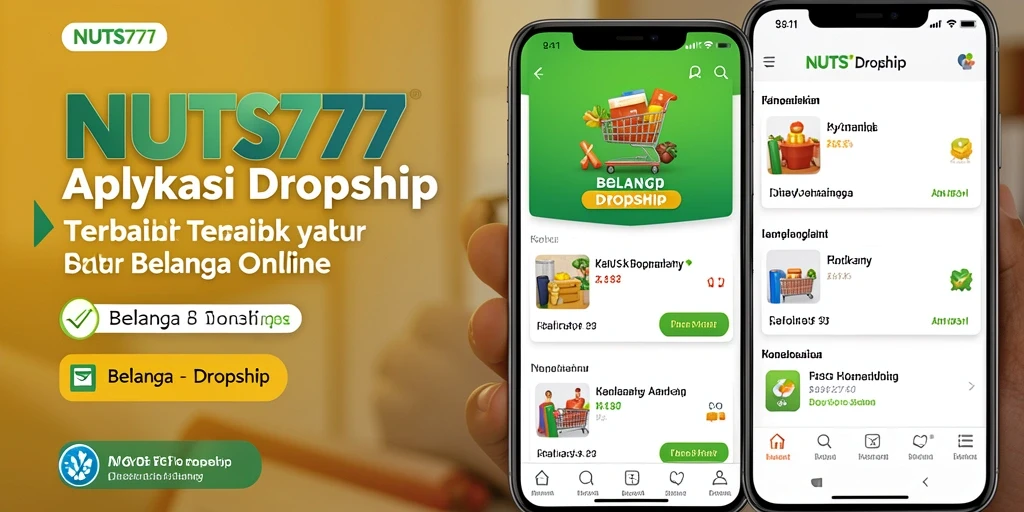 Antarmuka pengguna aplikasi Dropship NUTS777 yang menarik dan fungsional.