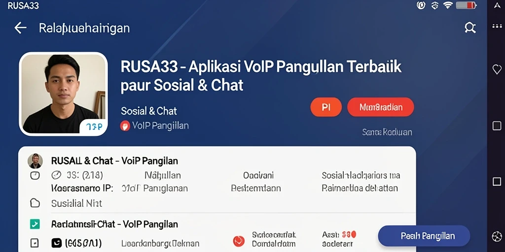 Tampilan antarmuka pengguna aplikasi RUSA33 untuk VoIP Panggilan.
