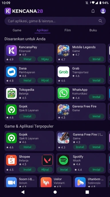 Tampilan katalog aplikasi kencana28
