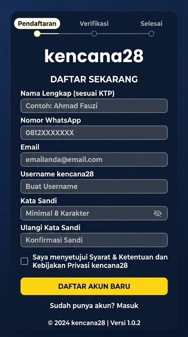 Tampilan halaman daftar kencana28