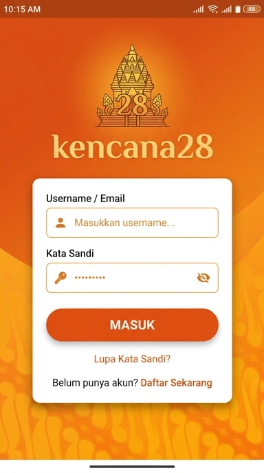 Tampilan halaman login kencana28